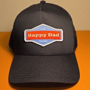 Happy Dad Hard Selyzer Trucker Hat - Black with Red & Blue Patch
